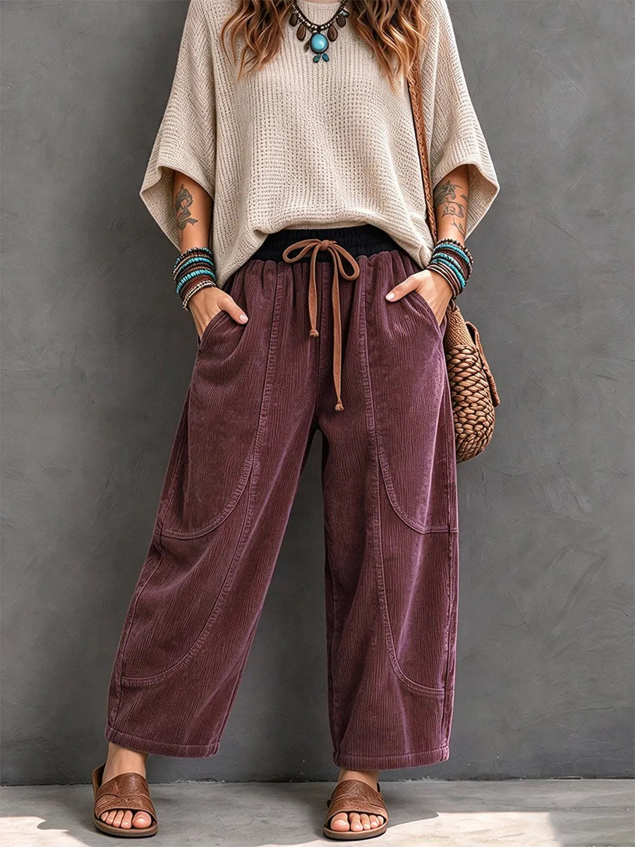 Karisma - Pantalon Décontracté en Velours Côtelé À Taille Élastiquée