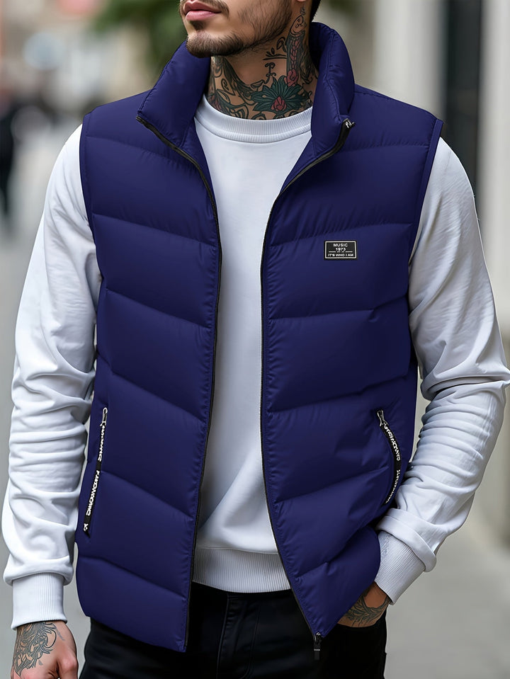 Aloyis - Gilet Matelassé à col Montant et Poches Zippées Couleur