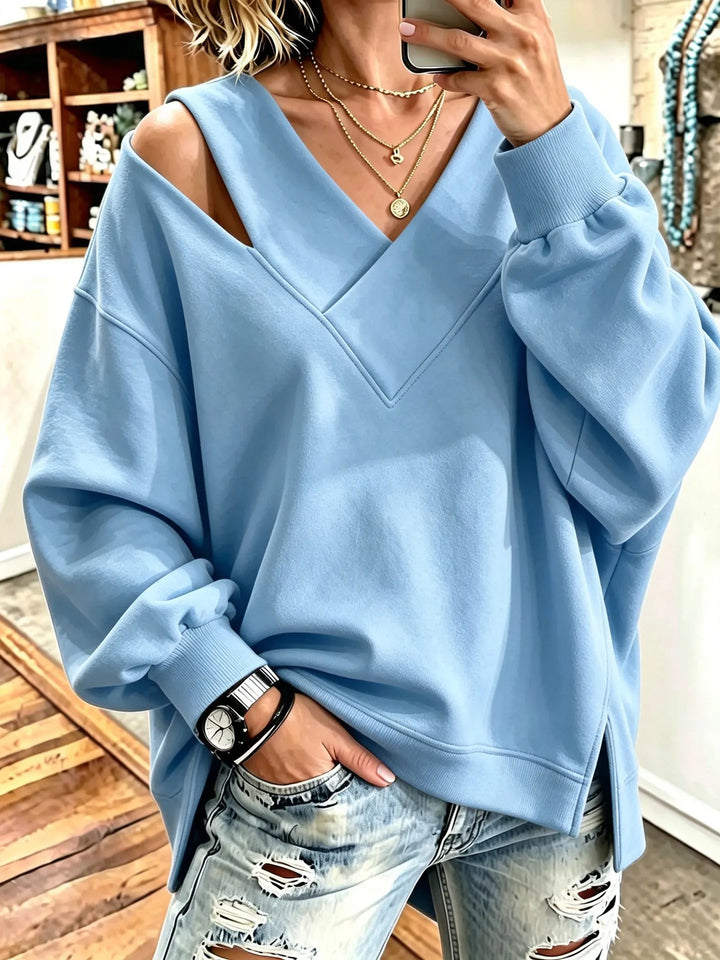 Kirstan - Sweat Oversize Chic à Encolure en V Ajourée