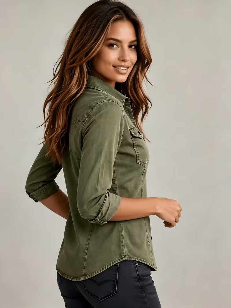 Rihana - Haut en Jean Vintage à Col Resserré