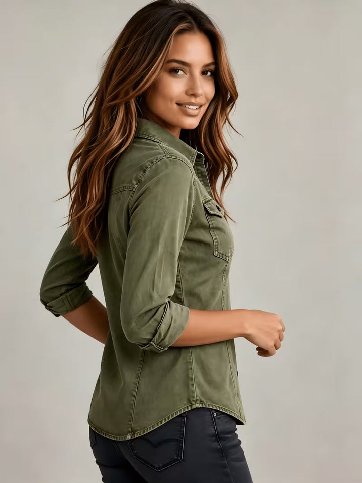 Rihana - Haut en Jean Vintage à Col Resserré