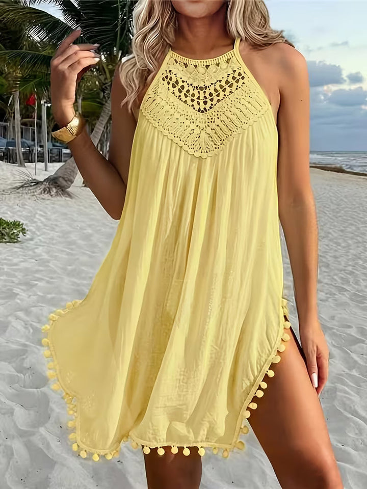 Shiena - Robe Élégante en Dentelle AU Crochet À Col Licou