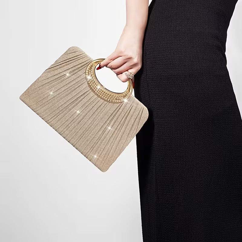 Lizzana - Sac À Main Rond Brillant À Plis