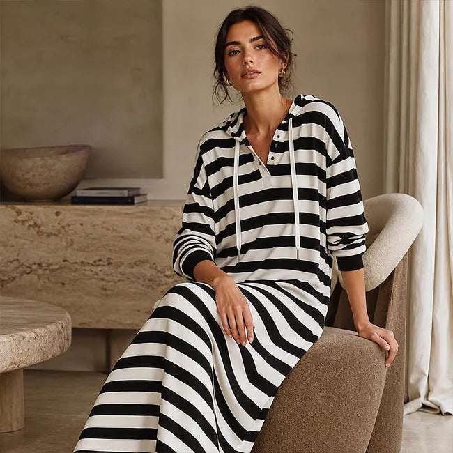 Zeynep - Robe Sweat À Capuche Rayée
