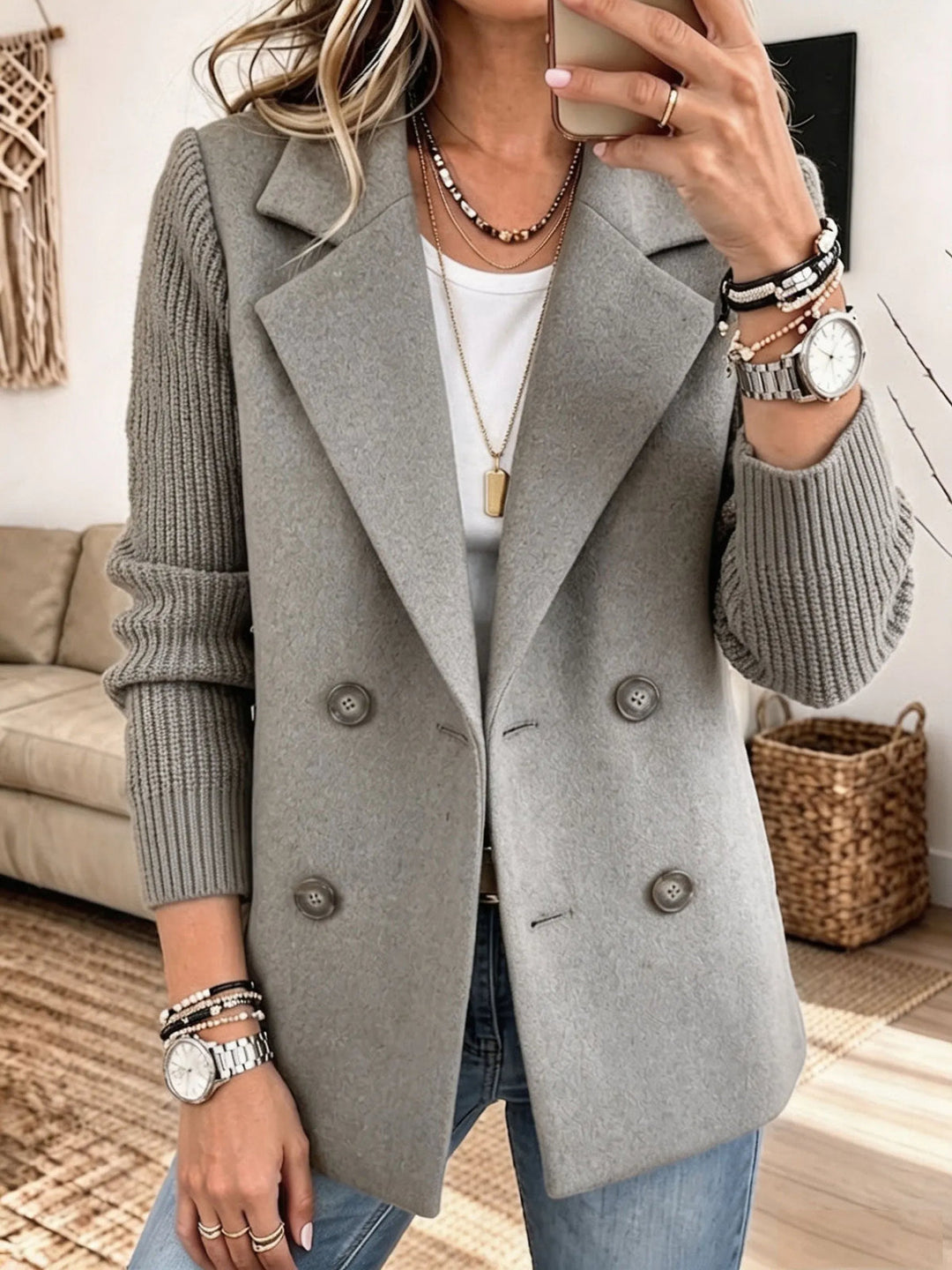 Winchell - Veste D'automne Élégante À Manches Tricotées