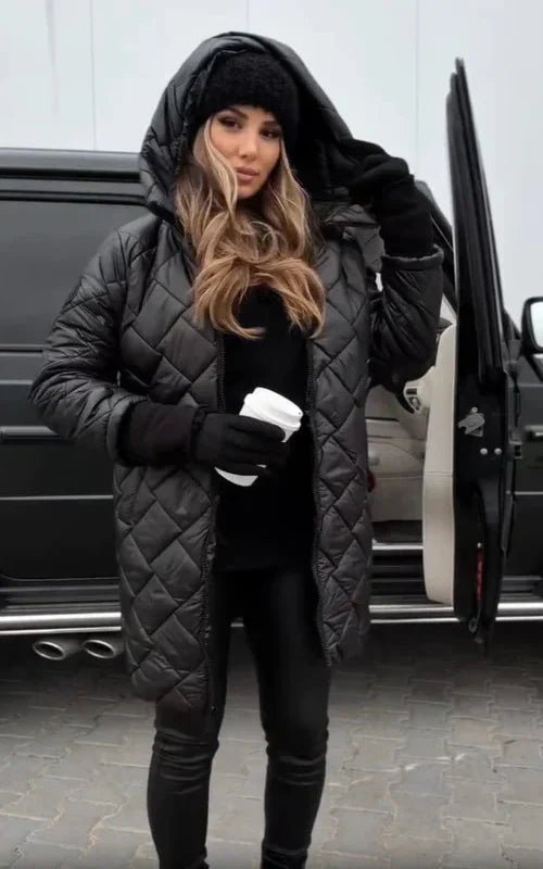 Yania - Manteau Long Matelassé Zippé À Capuche