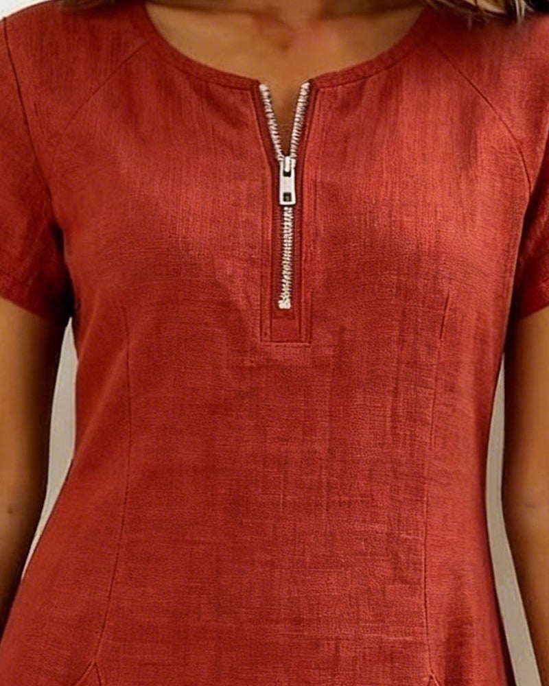 Krystan - Robe Utilitaire À Manches Courtes Et Fermeture Éclair Sur Le Devant