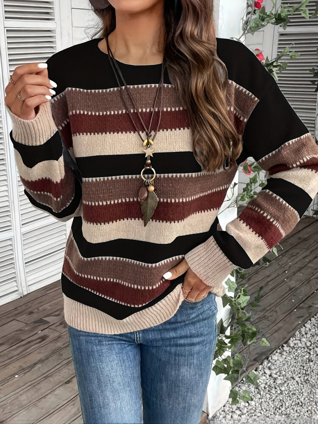 Fadina - Pull en Maille À Manches Longues