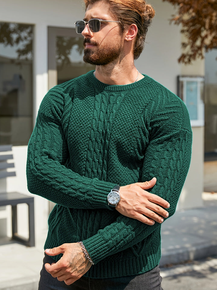 Eiduks - Pull Classique à col Rond et Motif Torsadé