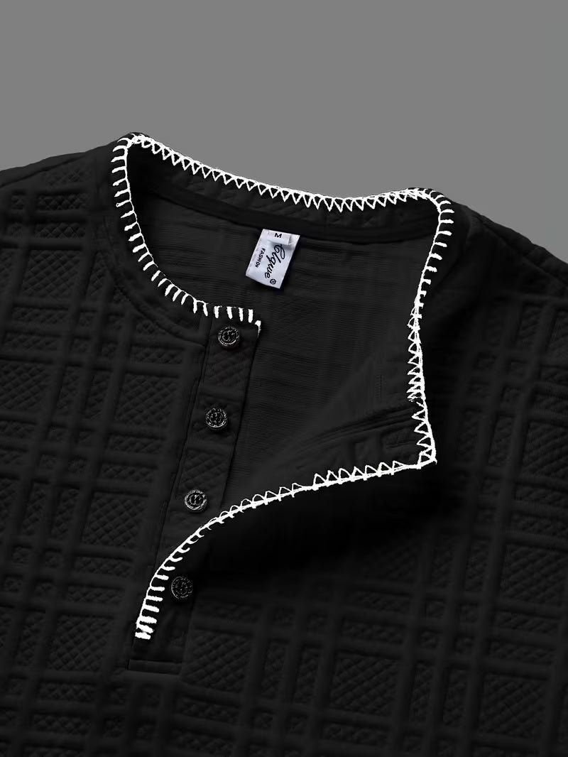 Layton - T-chemise Henley à Manches Courtes Texturé