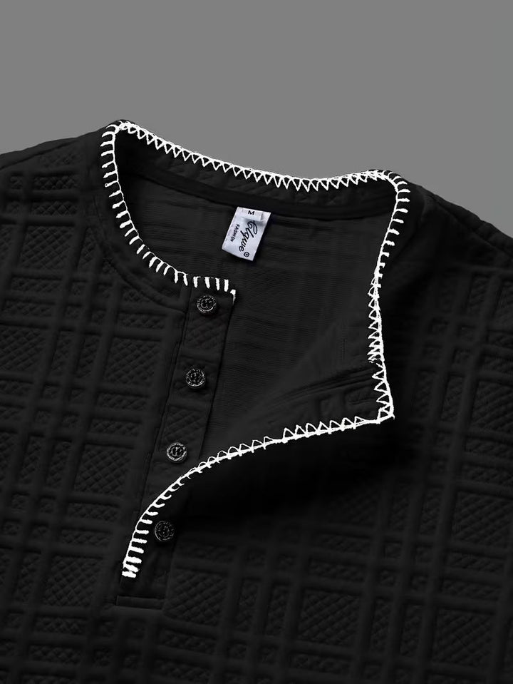 Layton - T-chemise Henley à Manches Courtes Texturé