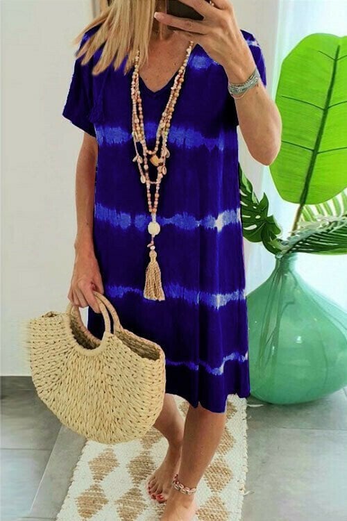 Karlaa - Robe Ample D'été À Rayures en Batik