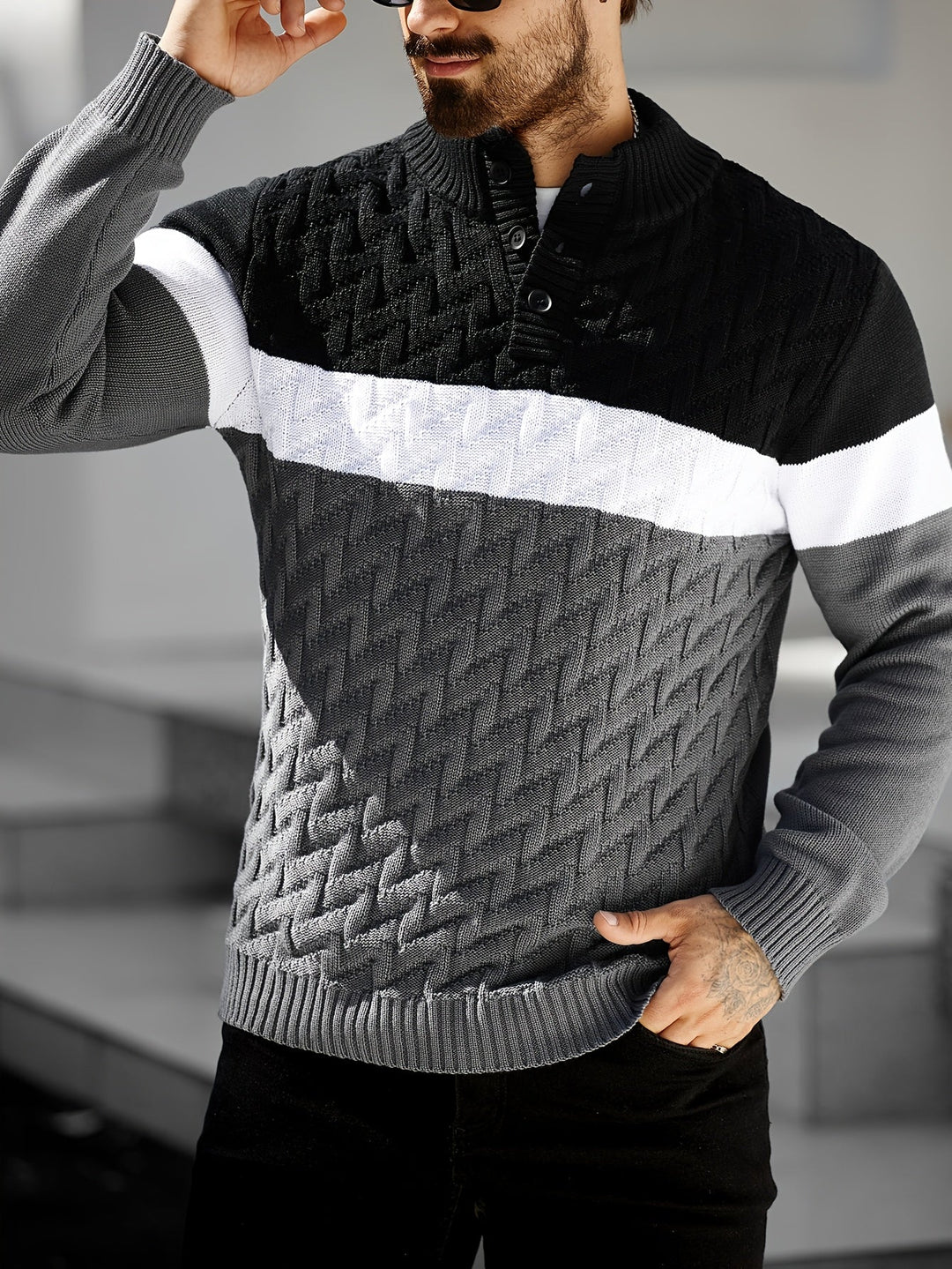 Lilfad - Pull Décontracté À Col Montant en Maille