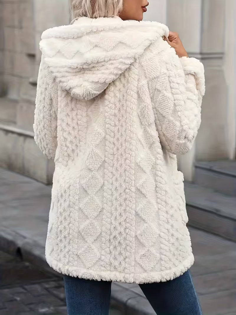 Elima - Cardigan À Capuche en Peluche Réversible Avec Fermeture Éclair