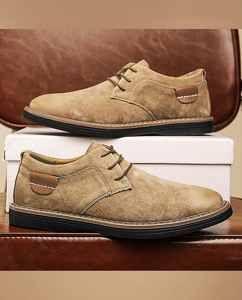 Erling - Chaussures À Lacets en Daim Avec Surpiqûres Contrastées