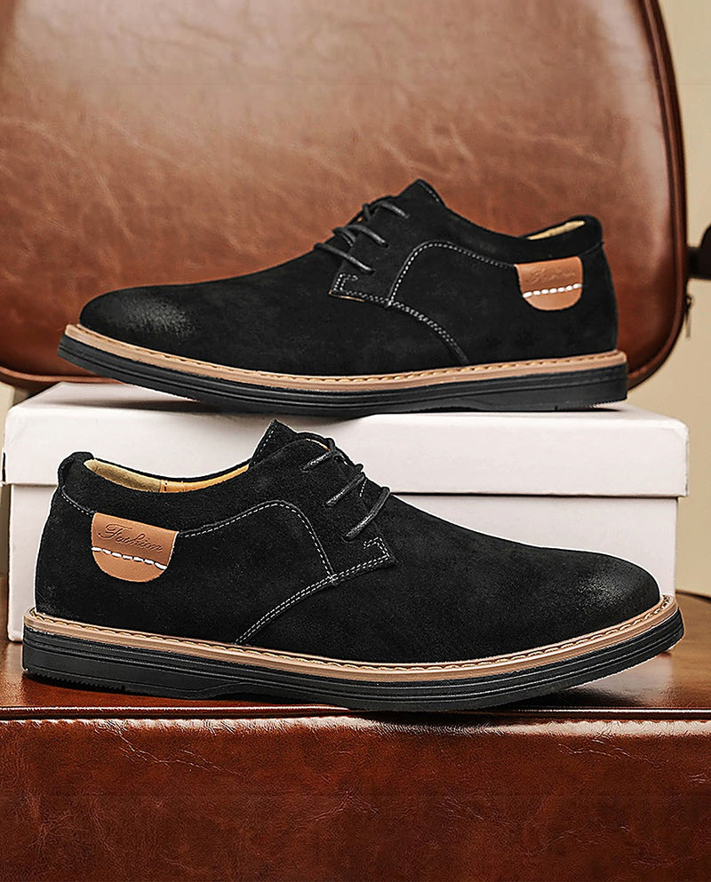 Erling - Chaussures À Lacets en Daim Avec Surpiqûres Contrastées
