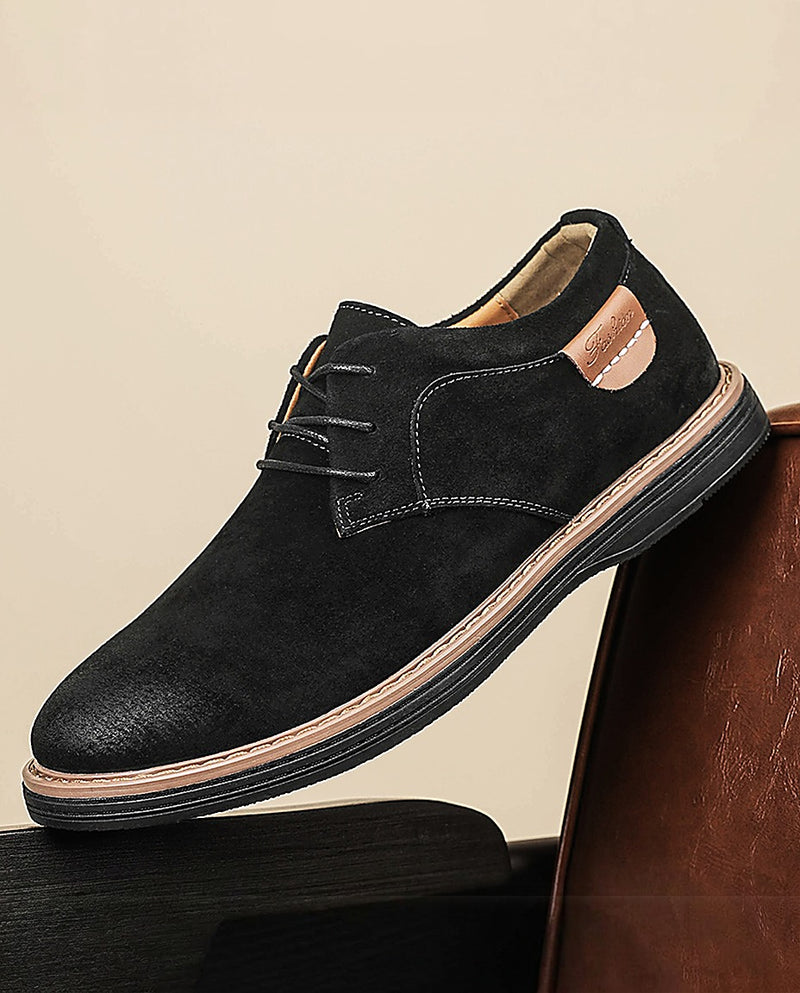 Erling - Chaussures À Lacets en Daim Avec Surpiqûres Contrastées