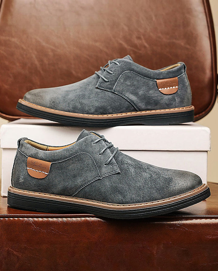 Erling - Chaussures À Lacets en Daim Avec Surpiqûres Contrastées