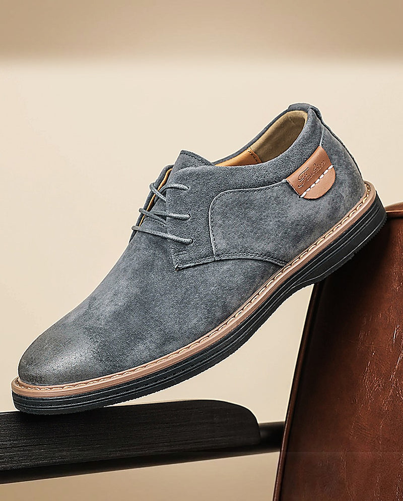 Erling - Chaussures À Lacets en Daim Avec Surpiqûres Contrastées
