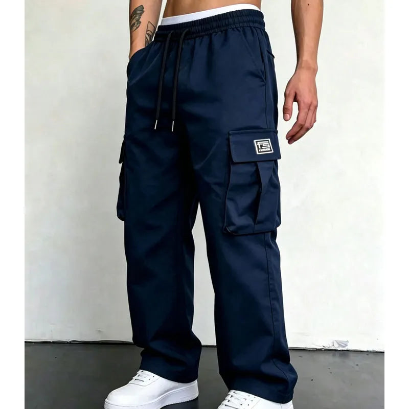 Nesham - Pantalon Cargo Avec Cordon de Serrage à la Taille et Poches