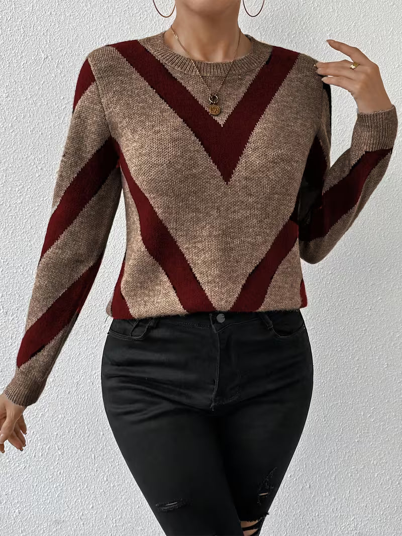 Minaza - Pull À Col Rond Et Motifs Géométriques