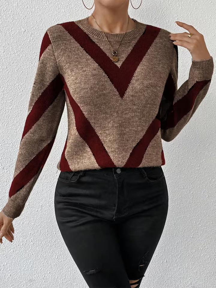 Minaza - Pull À Col Rond Et Motifs Géométriques