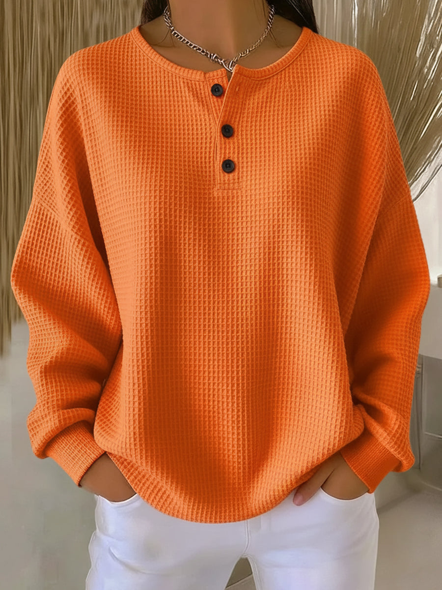 Ritona - Sweat-Shirt Henley en Maille Gaufrée