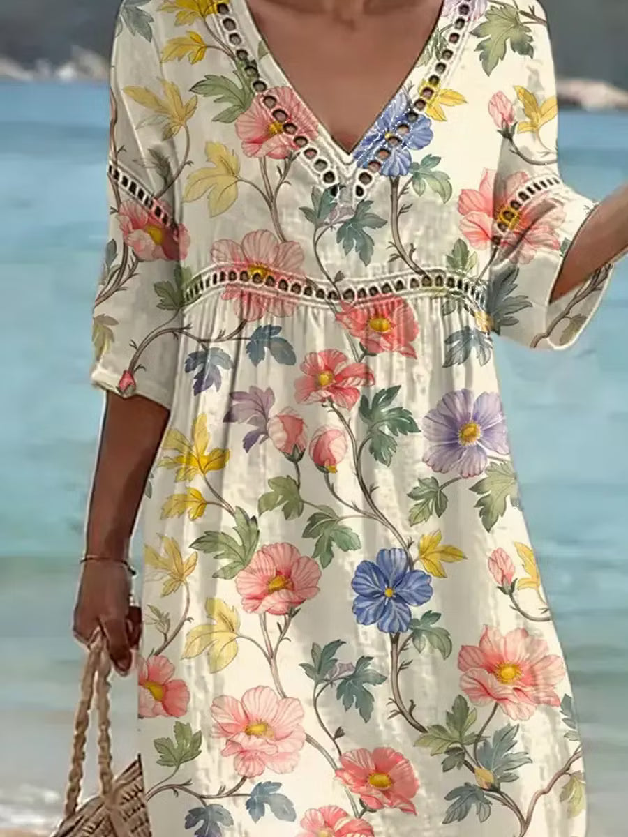 Nona - Robe en Coton Et Lin À Imprimé Floral