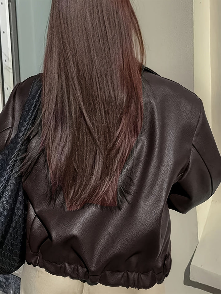 Thida - Veste Zippée en Simili Cuir