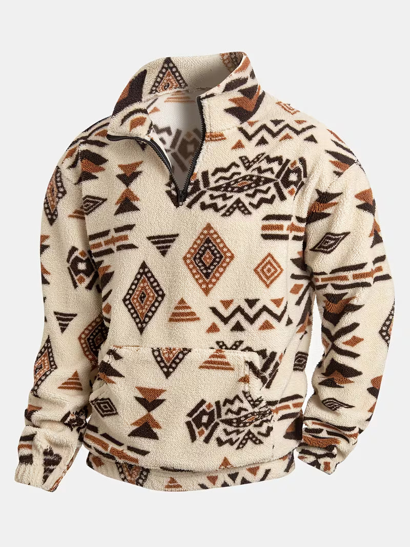 Witker - Sweat-Shirt Ethnique À Col Montant en Molleton