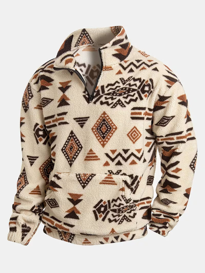 Witker - Sweat-Shirt Ethnique À Col Montant en Molleton