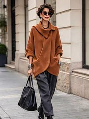 Lenneke - Veste Oversize à Col Asymétrique et Poches Asymétriques