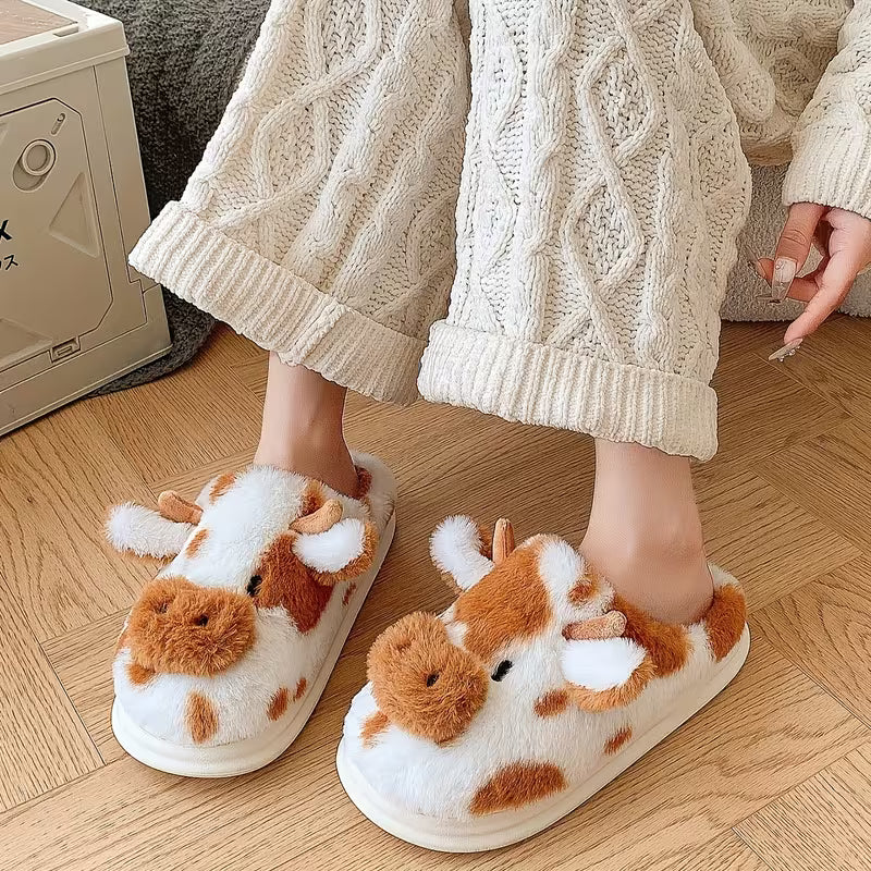 Faliza - Chaussons D'intérieur en Peluche À Motif « Vache Tachetée »