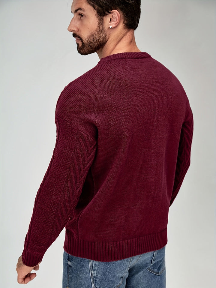 Eiduks - Pull Classique à col Rond et Motif Torsadé