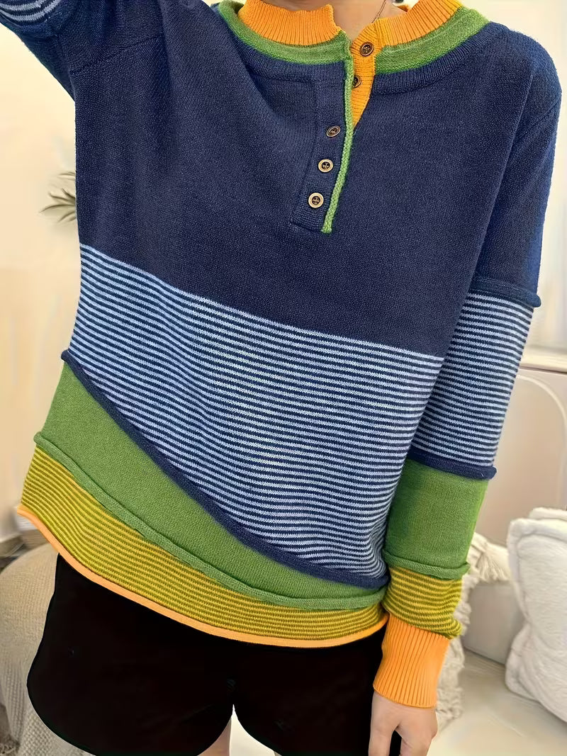 Lokina - Pull en Maille À Rayures Et Blocs De Couleur