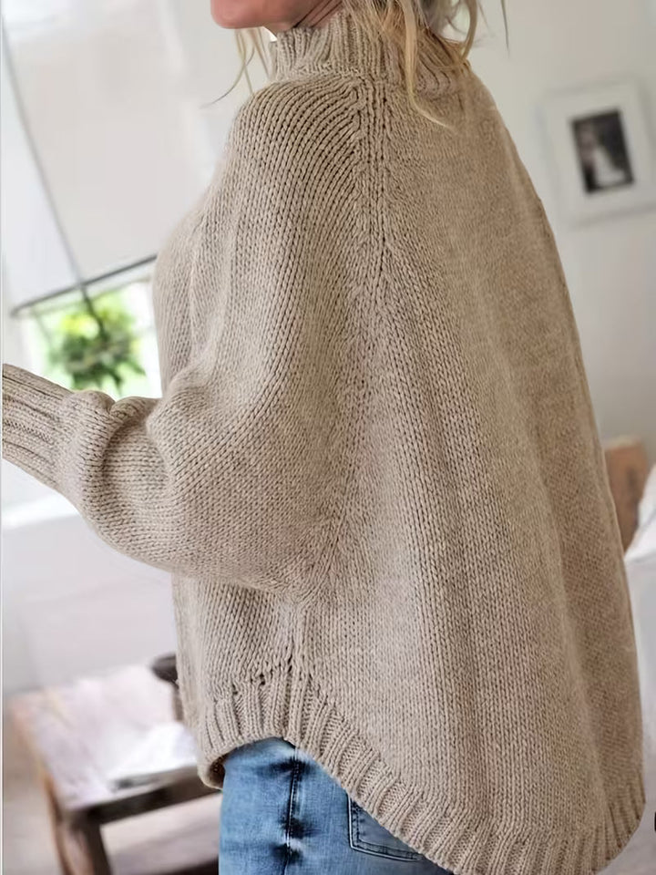 Edeltraut - Pull à Col Roulé et Manches Chauve-Souris