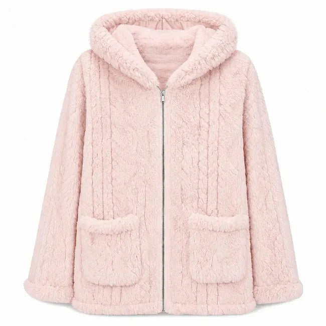 Nazija - Cardigan Décontracté À Capuche en Peluche