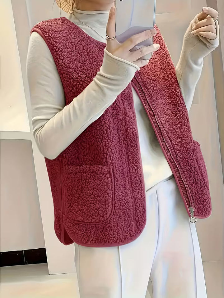 Miona - Gilet en Polaire Douillette Avec Poches