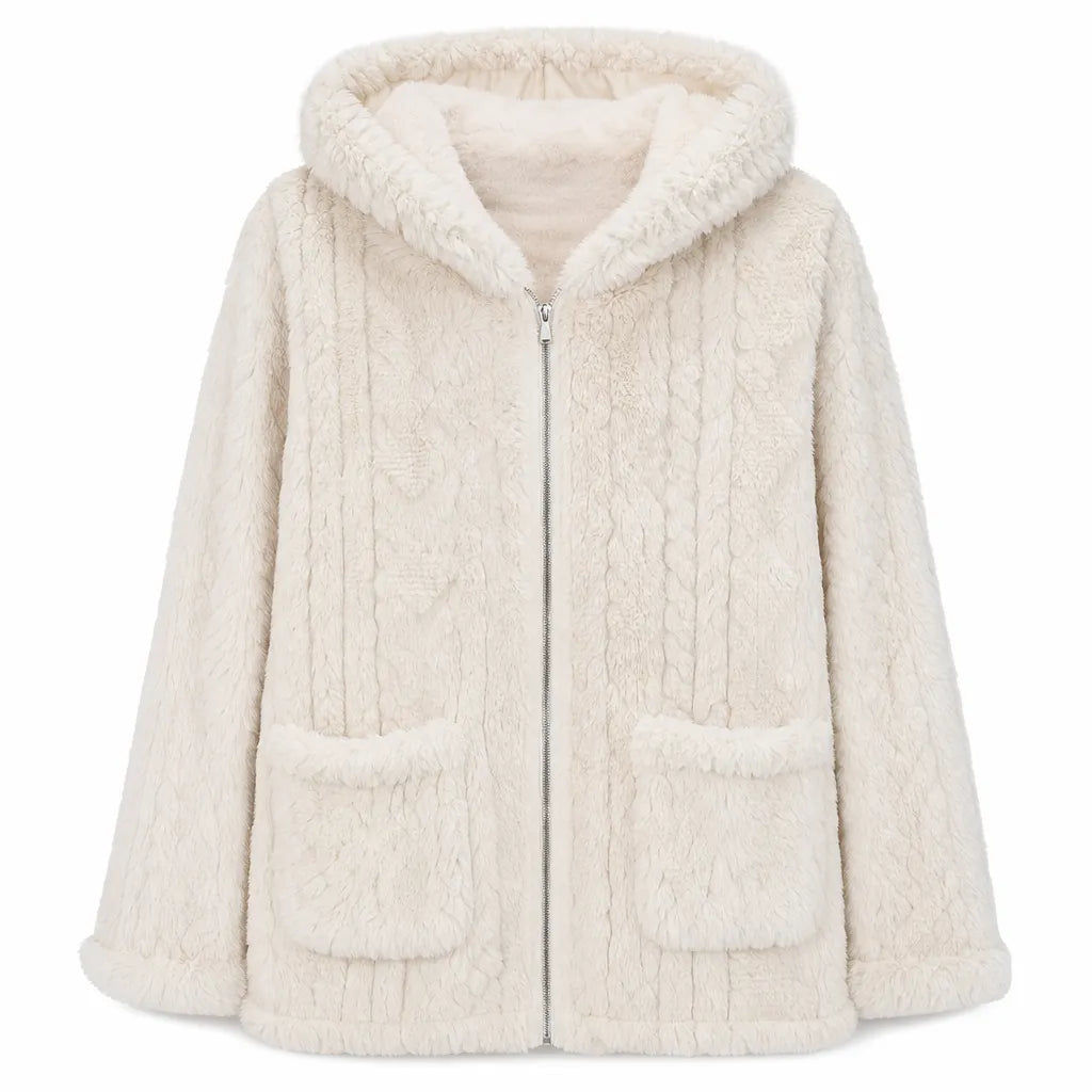 Nazija - Cardigan Décontracté À Capuche en Peluche