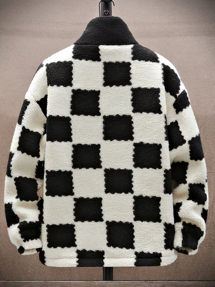 Melany - Veste Polaire à Capuche et Fermeture éclair Motif à Carreaux