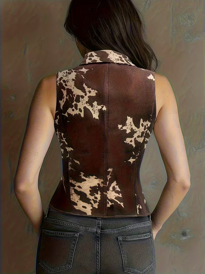 Laong  - Gilet Slim en Daim À Col Rabattu Et Boutonnage Simple