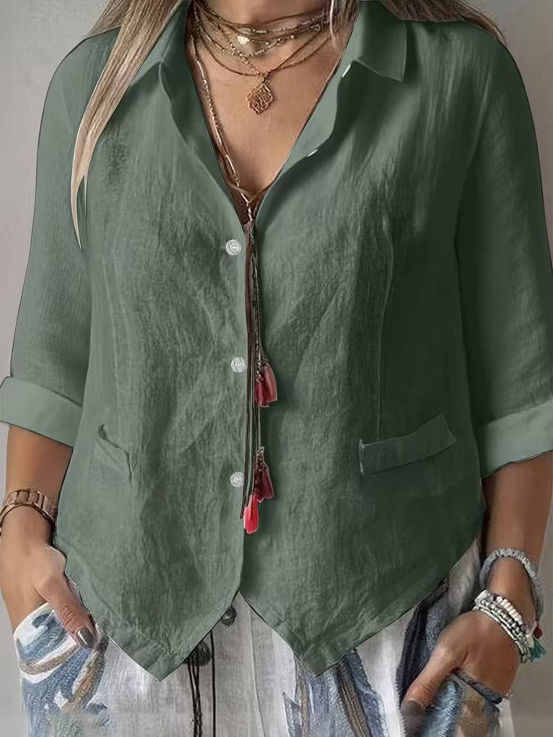 Solmira - Chemise À Col Ouvert, Manches Courtes Et Boutons