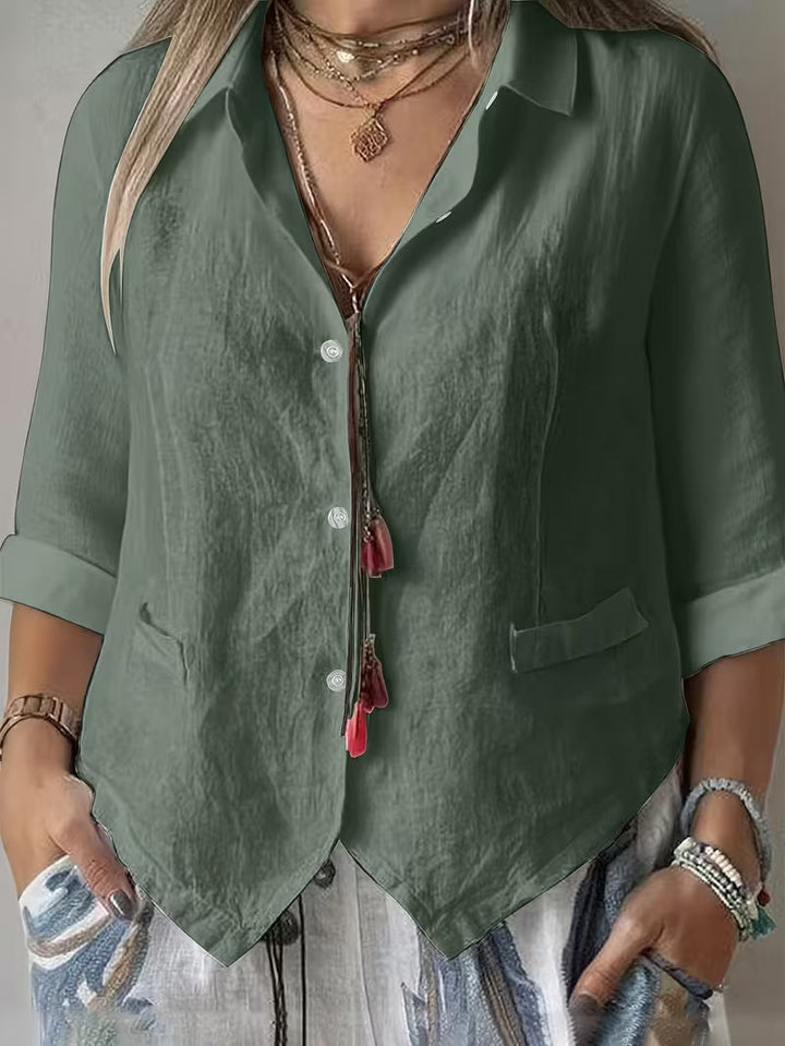Solmira - Chemise À Col Ouvert, Manches Courtes Et Boutons