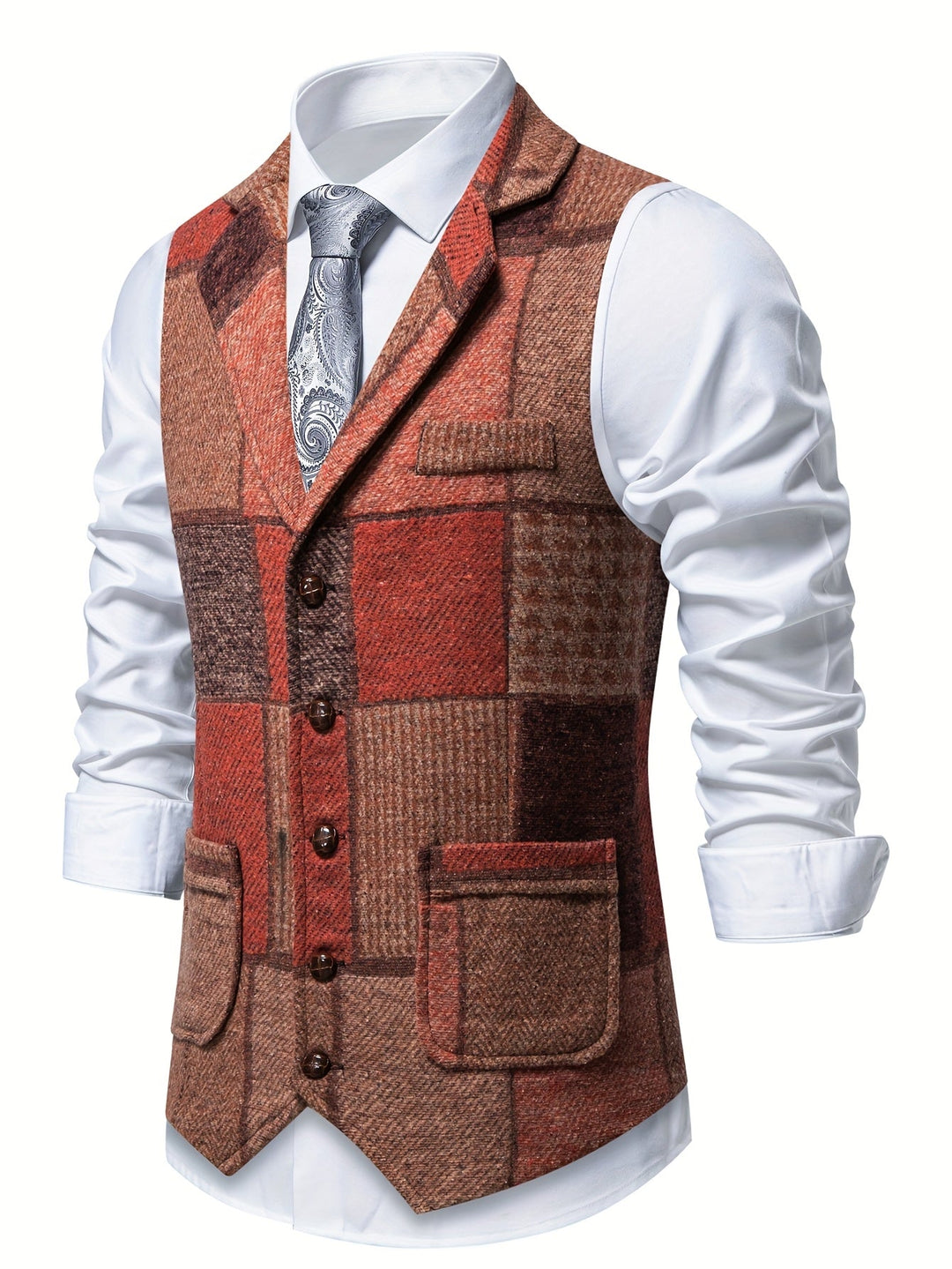 Mladen - Gilet De Costume Vintage À Revers Avec Poche