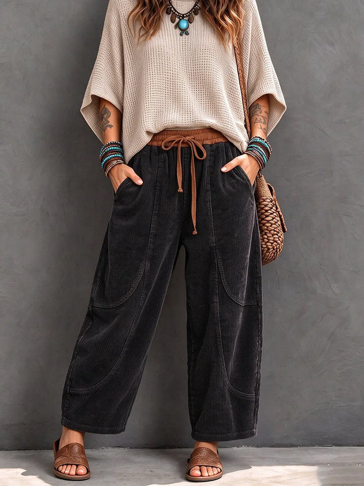 Karisma - Pantalon Décontracté en Velours Côtelé À Taille Élastiquée