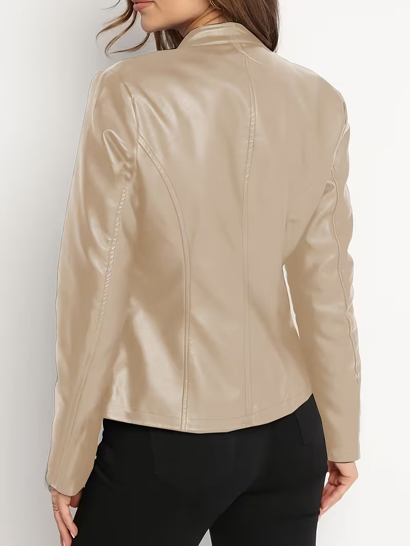 Siliena - Veste Élégante en Simili Cuir Avec Fermeture Éclair