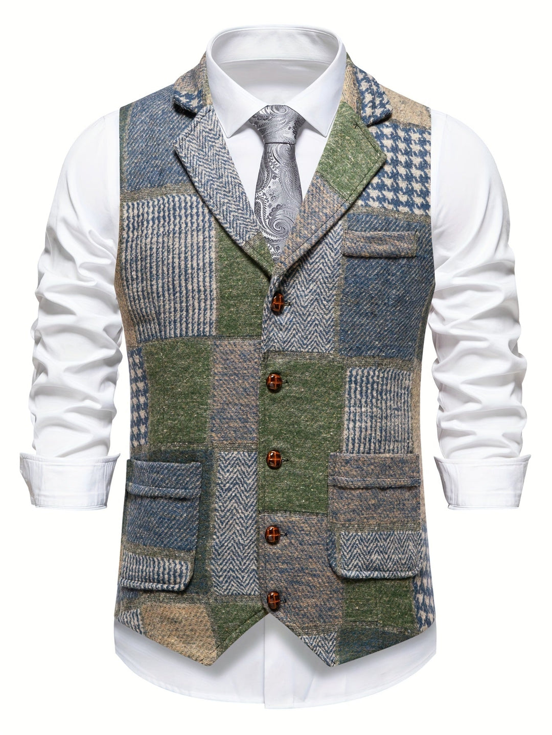 Mladen - Gilet De Costume Vintage À Revers Avec Poche