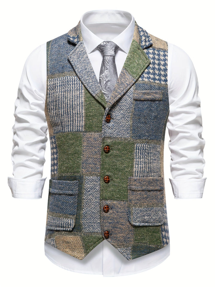 Mladen - Gilet De Costume Vintage À Revers Avec Poche