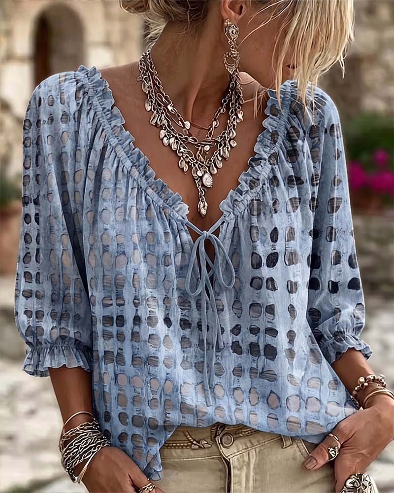 Kesney - Blouse À Pois Avec Lacets