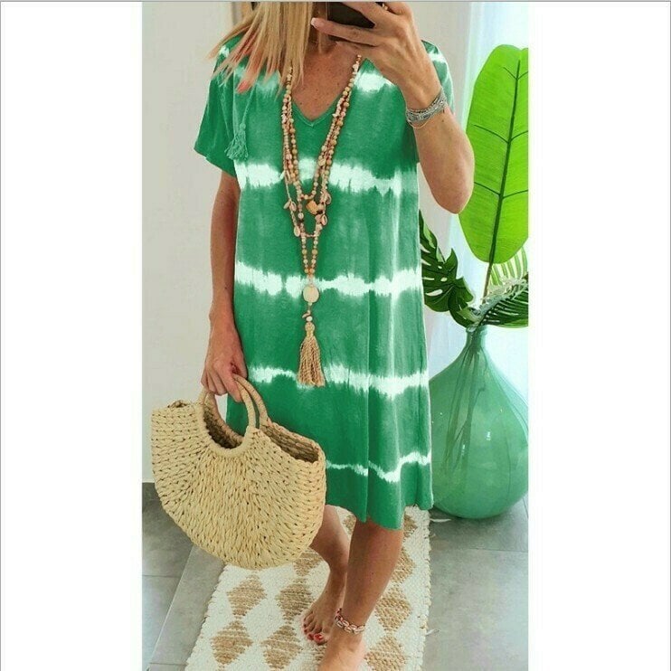 Karlaa - Robe Ample D'été À Rayures en Batik